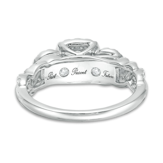 Previously Owned - 1 CT. T.w. Diamond Past Present FutureÂ® Frame Wrapped Shank Engagement Ring in 14K Two-Tone Gold