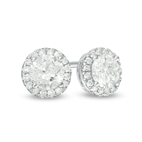 Previously Owned - 3/4 CT. T.w. Diamond Frame Stud Earrings in 14K White Gold
