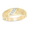 Thumbnail Image 1 of Previously Owned - Men's 1/10 CT. T.W. Diamond Three Stone Slant Ring in 10K Gold