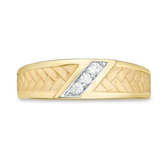 Previously Owned - 1/10 CT. T.w. Diamond Three Stone Slant Ring in 10K Gold