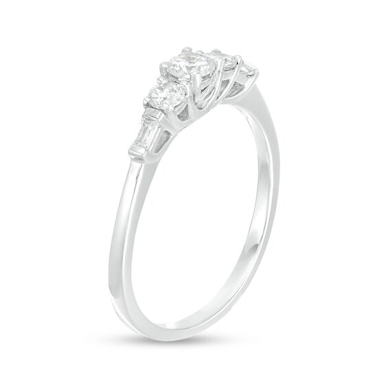 Previously Owned - 1/3 CT. T.w. Diamond Three Stone Engagement Ring in 10K White Gold