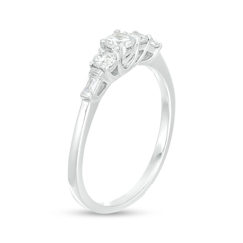 Main Image 3 of Previously Owned - 1/3 CT. T.W. Diamond Three Stone Engagement Ring in 10K White Gold
