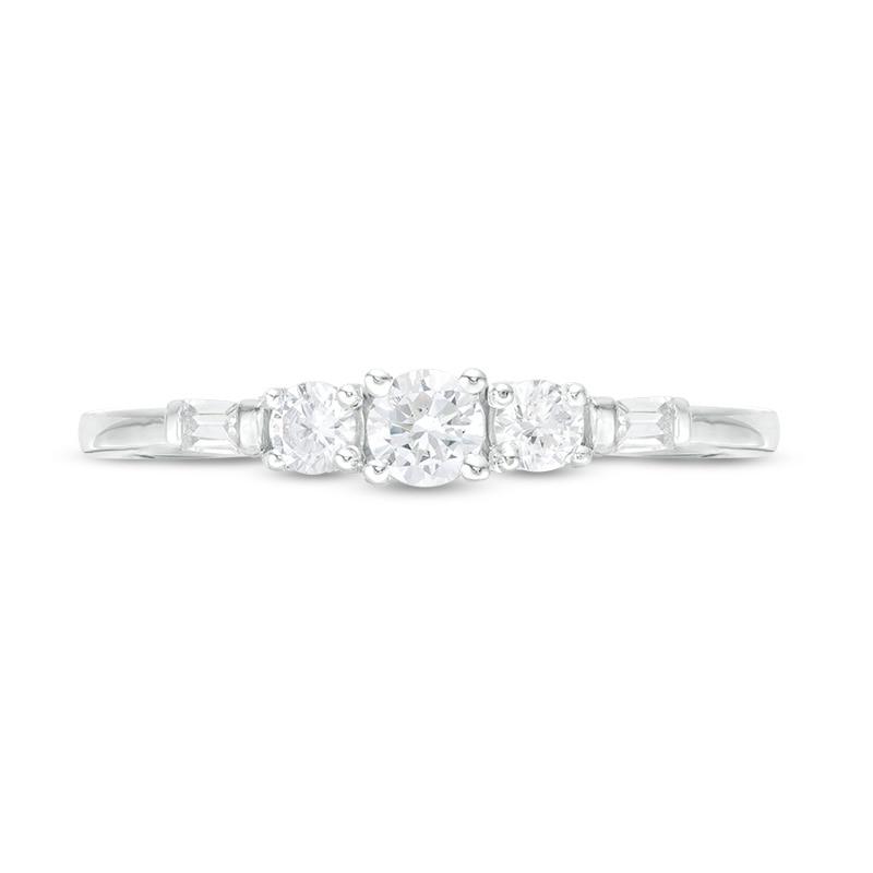 Main Image 4 of Previously Owned - 1/3 CT. T.W. Diamond Three Stone Engagement Ring in 10K White Gold