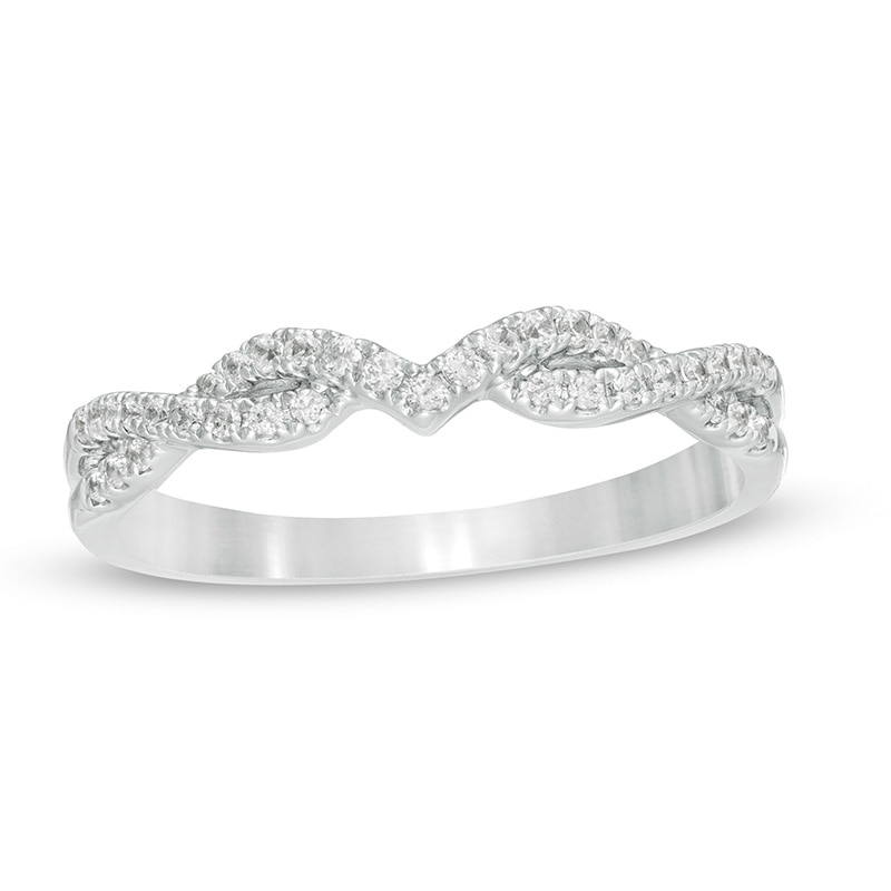 Main Image 1 of Previously Owned - 1/5 CT. T.W. Diamond Twist Shank Anniversary Band in 14K White Gold
