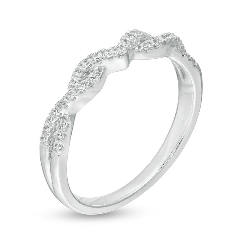 Main Image 3 of Previously Owned - 1/5 CT. T.W. Diamond Twist Shank Anniversary Band in 14K White Gold