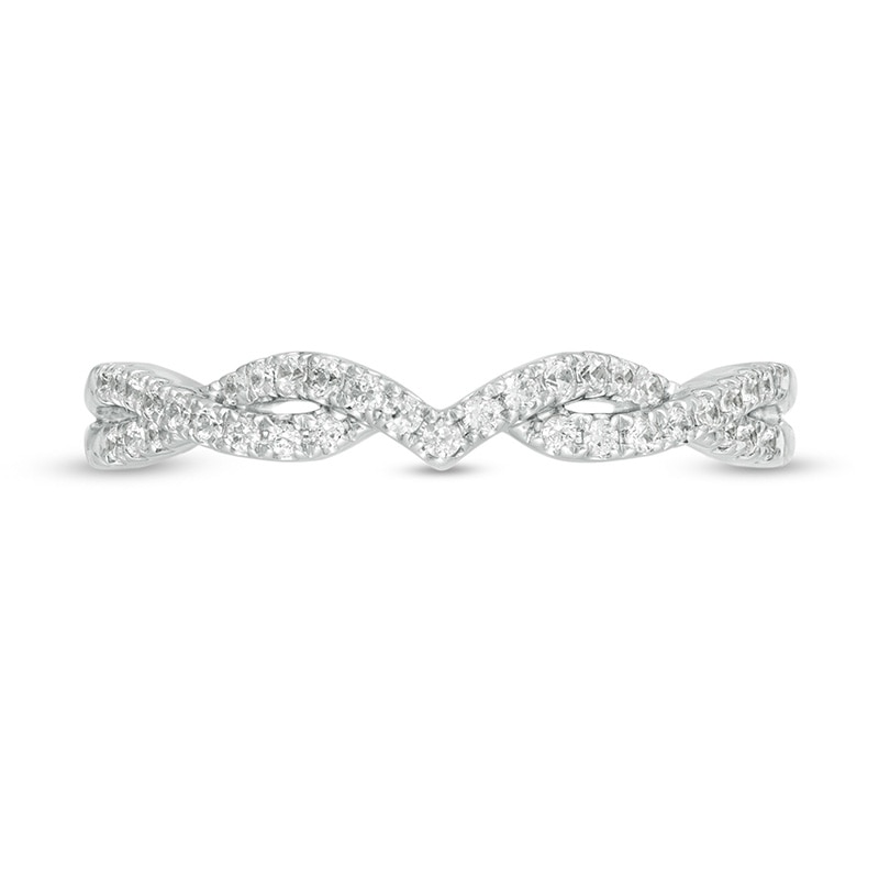Main Image 4 of Previously Owned - 1/5 CT. T.W. Diamond Twist Shank Anniversary Band in 14K White Gold