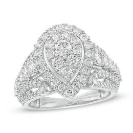 Previously Owned - 2 CT. T.W. Composite Diamond Pear-Shaped Frame Engagement Ring in 10K White Gold