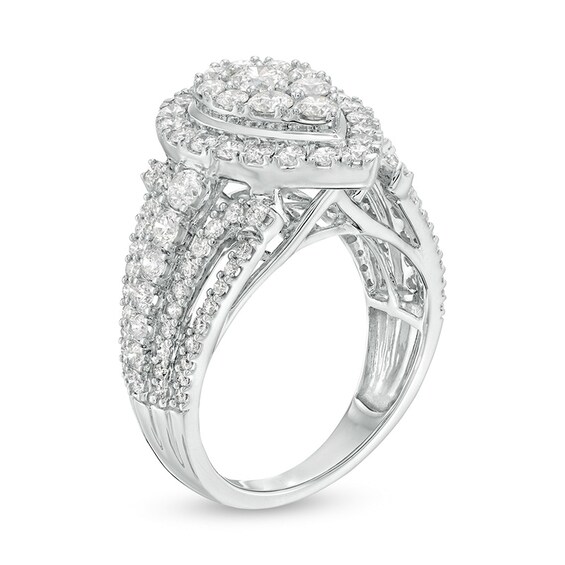 Previously Owned - 2 CT. T.w. Composite Diamond Pear-Shaped Frame Engagement Ring in 10K White Gold