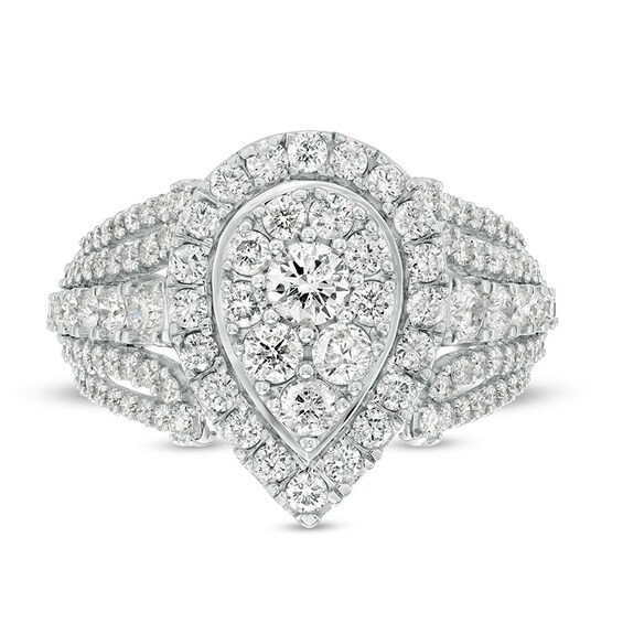 Previously Owned - 2 CT. T.w. Composite Diamond Pear-Shaped Frame Engagement Ring in 10K White Gold