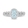 Thumbnail Image 3 of Previously Owned - Enchanted Disney Elsa Oval Aquamarine and 1/4 CT. T.W. Diamond Engagement Ring in 14K White Gold