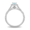 Thumbnail Image 4 of Previously Owned - Enchanted Disney Elsa Oval Aquamarine and 1/4 CT. T.W. Diamond Engagement Ring in 14K White Gold