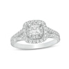 Thumbnail Image 1 of Previously Owned - 1 CT. T.W. Princess-Cut Diamond Cushion Frame Split Shank Engagement Ring in 14K White Gold