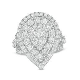 Previously Owned - 4 CT. T.W. Diamond Layered Teardrop Frame Engagement Ring in 10K White Gold