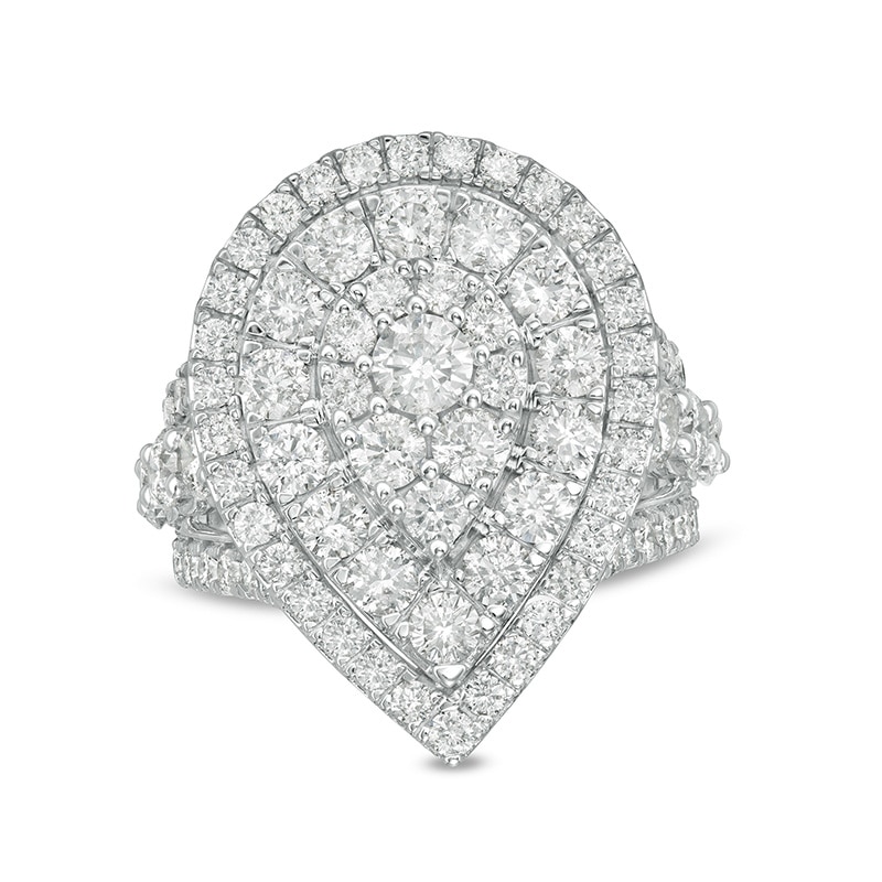 Main Image 1 of Previously Owned - 4 CT. T.W. Diamond Layered Teardrop Frame Engagement Ring in 10K White Gold