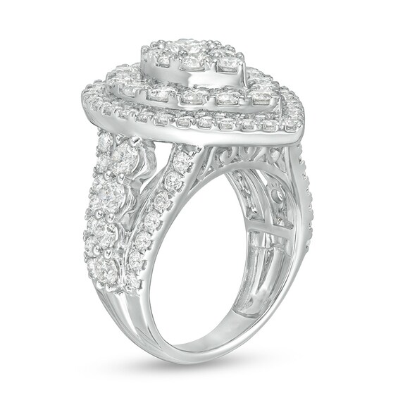 Previously Owned - 4 CT. T.w. Diamond Layered Teardrop Frame Engagement Ring in 10K White Gold