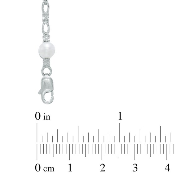 Previously Owned-5.0mm Freshwater Cultured Pearl and Diamond Accent Infinity Bracelet in Sterling Silver-7.25"