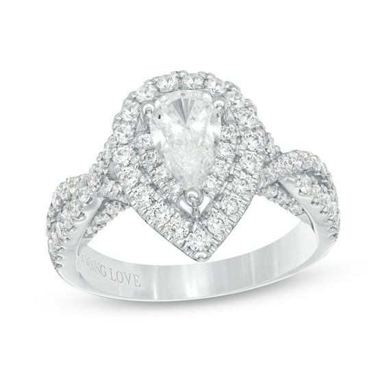 Previously Owned - Vera Wang Love Collection 1-5/8 CT. T.w. Pear-Shaped Diamond Engagement Ring in 14K White Gold