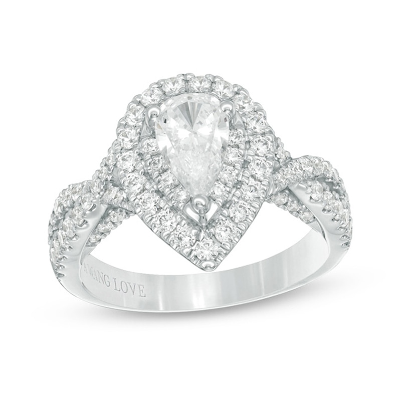 Main Image 1 of Previously Owned - Vera Wang Love Collection 1-5/8 CT. T.W. Pear-Shaped Diamond Engagement Ring in 14K White Gold