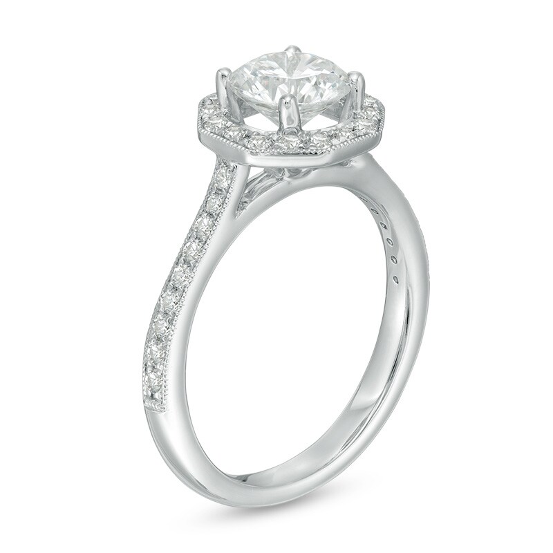 Main Image 2 of Previously Owned - 1-1/3 CT. T.W. Diamond Octagon Frame Vintage-Style Engagement Ring in 14K White Gold