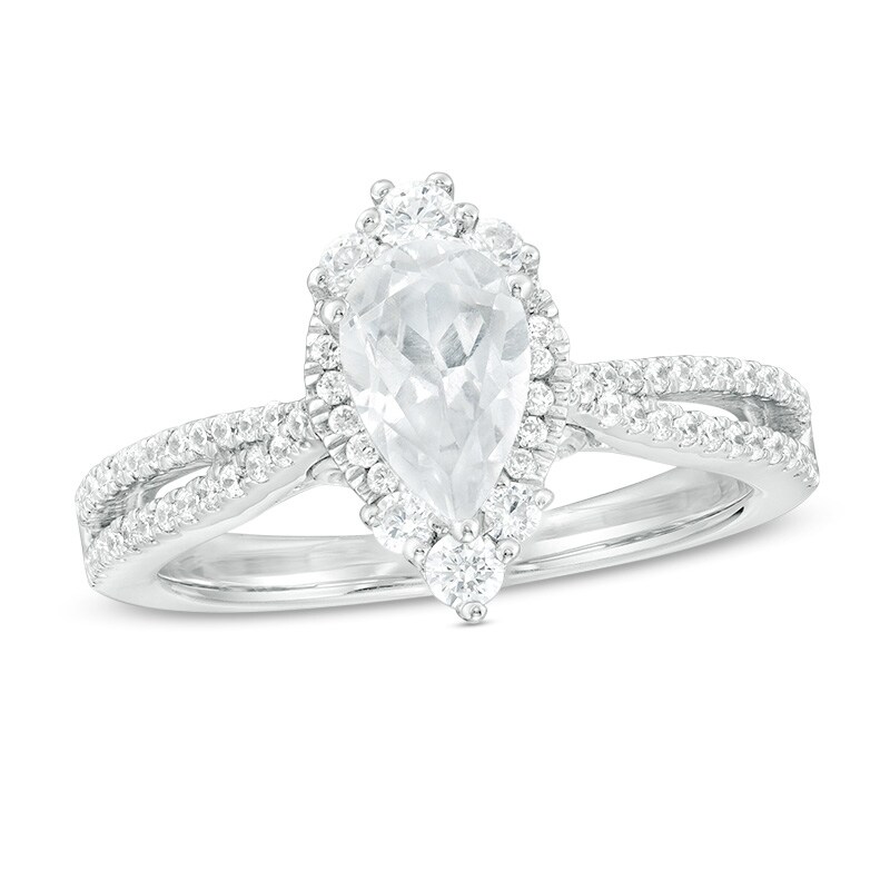 Main Image 1 of Previously Owned - 1-1/3 CT. T.W. Pear-Shaped Diamond Frame Engagement Ring  in 14K White Gold  (I/I1)