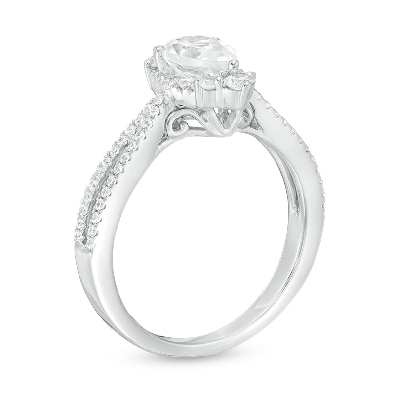 Main Image 3 of Previously Owned - 1-1/3 CT. T.W. Pear-Shaped Diamond Frame Engagement Ring  in 14K White Gold  (I/I1)