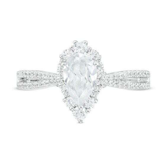 Previously Owned - 1-1/3 CT. T.w. Pear-Shaped Diamond Frame Engagement Ring in 14K White Gold (I/I1)