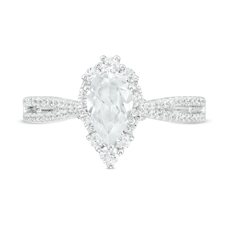 Main Image 4 of Previously Owned - 1-1/3 CT. T.W. Pear-Shaped Diamond Frame Engagement Ring  in 14K White Gold  (I/I1)
