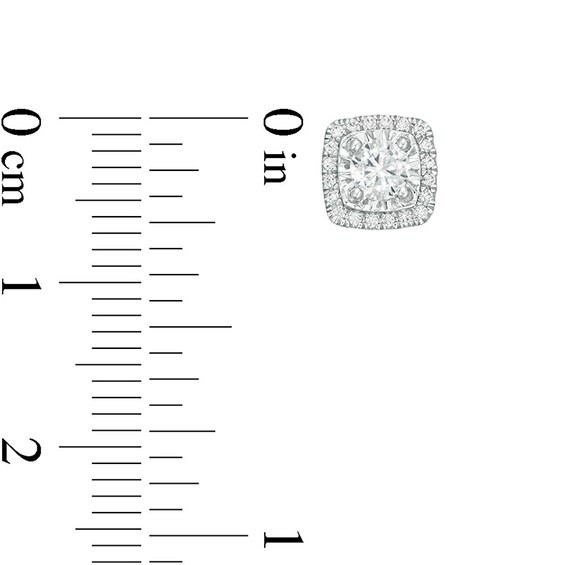 Previously Owned - 1/2 CT. T.w. Diamond Cushion Frame Stud Earrings in 10K White Gold