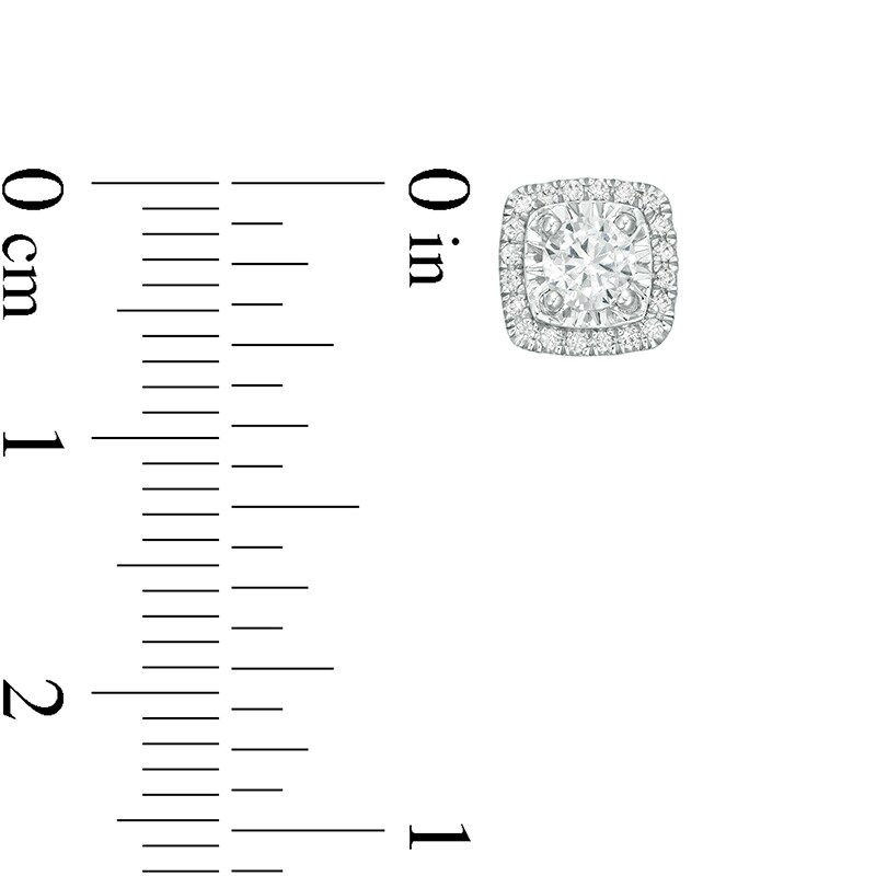 Main Image 3 of Previously Owned - 1/2 CT. T.W. Diamond Cushion Frame Stud Earrings in 10K White Gold