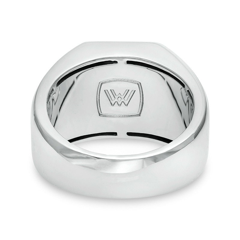 Main Image 3 of Previously Owned - Vera Wang Men 1/2 CT. T.W. Enhanced Black Octagonal Diamond Signet Ring in Sterling Silver