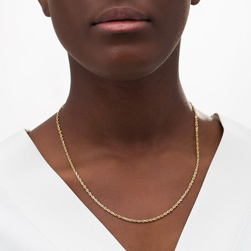 Main Image 2 of Previously Owned - 2.4mm Diamond-Cut Glitter Rope Chain Necklace in 10K Gold - 20"