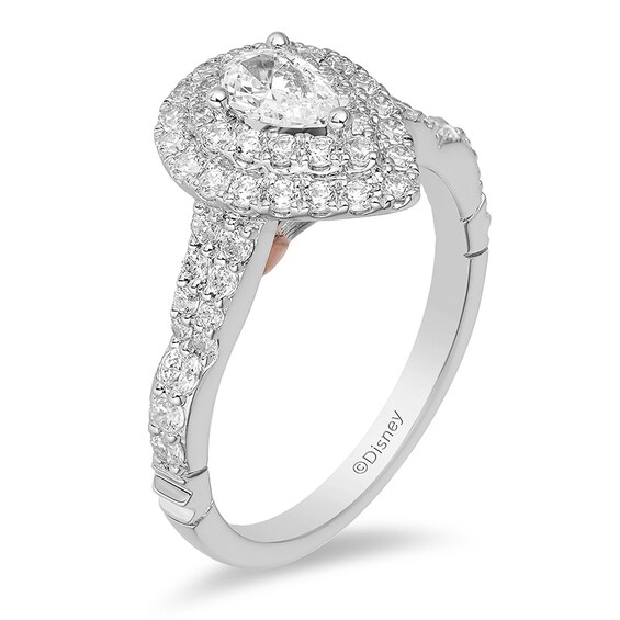 Previously Owned - Enchanted Disney Ariel 1 CT. T.w. Pear-Shaped Diamond Shell Engagement Ring in 14K Two-Tone Gold