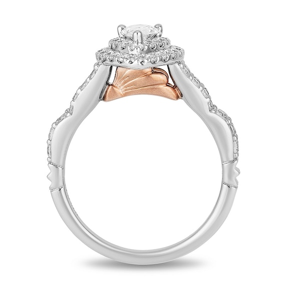 Previously Owned - Enchanted Disney Ariel 1 CT. T.w. Pear-Shaped Diamond Shell Engagement Ring in 14K Two-Tone Gold