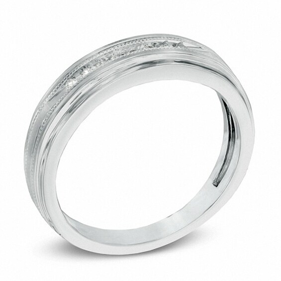 Previously Owned - 1/10 CT. T.w. Diamond Milgrain Wedding Band in 10K White Gold