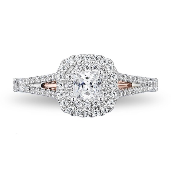 Previously Owned - Enchanted Disney Belle 3/4 CT. T.w. Princess-Cut Diamond Rose Engagement Ring in 14K Two-Tone Gold