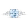 Thumbnail Image 4 of Previously Owned - 8.0mm Cushion-Cut Lab-Created Blue Spinel and White Sapphire Three Stone Ring in Sterling Silver