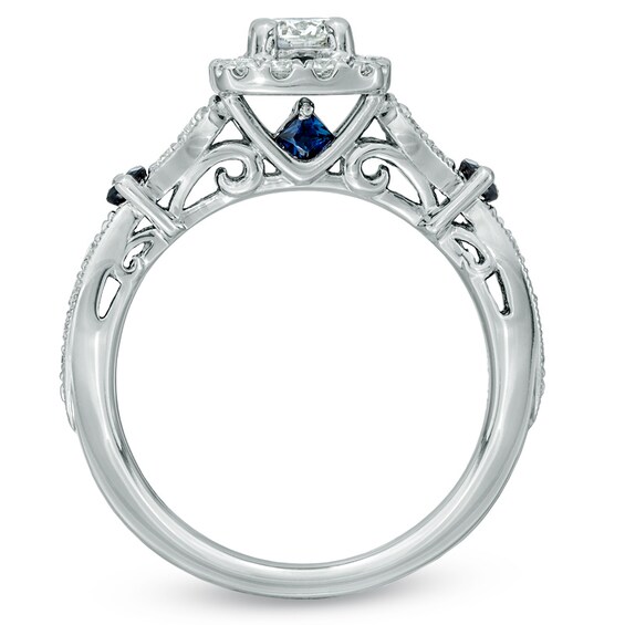 Previously Owned - Vera Wang Love Collection 3/4 CT. T.w. Diamond and Blue Sapphire Ring in 14K White Gold