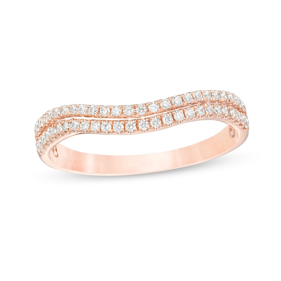 Previously Owned - 1/4 CT. T.w. Diamond Double Row Contour Anniversary Ring in 10K Rose Gold
