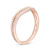 Thumbnail Image 3 of Previously Owned - 1/4 CT. T.W. Diamond Double Row Contour Anniversary Ring in 10K Rose Gold