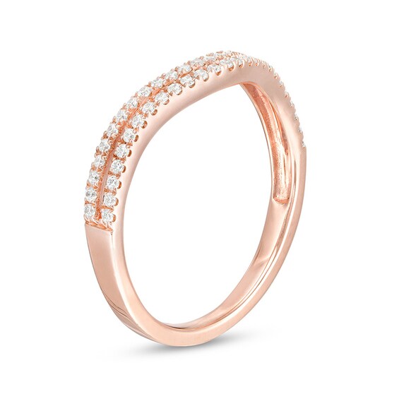 Previously Owned - 1/4 CT. T.w. Diamond Double Row Contour Anniversary Ring in 10K Rose Gold