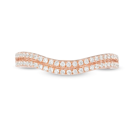 Previously Owned - 1/4 CT. T.w. Diamond Double Row Contour Anniversary Ring in 10K Rose Gold