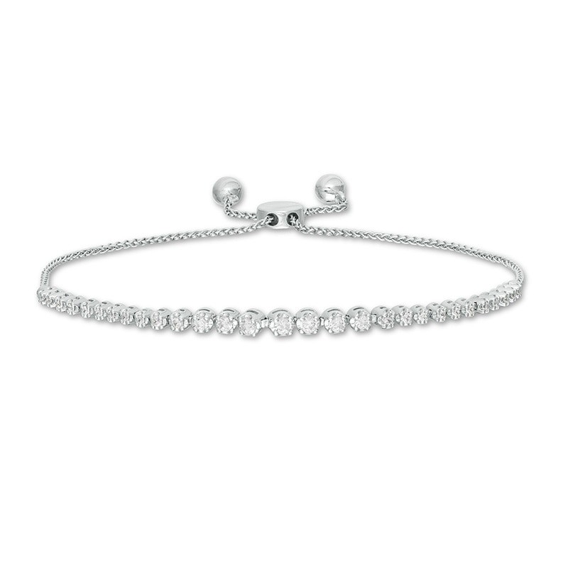 Main Image 1 of Previously Owned - Marilyn Monroe™ Collection 1/2 CT. T.W. Journey Diamond Bolo Bracelet in 10K White Gold - 9.5"