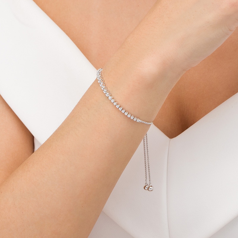 Main Image 3 of Previously Owned - Marilyn Monroe™ Collection 1/2 CT. T.W. Journey Diamond Bolo Bracelet in 10K White Gold - 9.5"