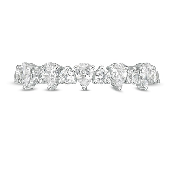 Previously Owned - 3/4 CT. T.w. Pear-Shaped and Round Diamond Alternating Band in 14K White Gold