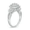 Thumbnail Image 3 of Previously Owned - 1 CT. T.W. Diamond Double Cushion Frame Past Present Future® Engagement Ring in 10K White Gold