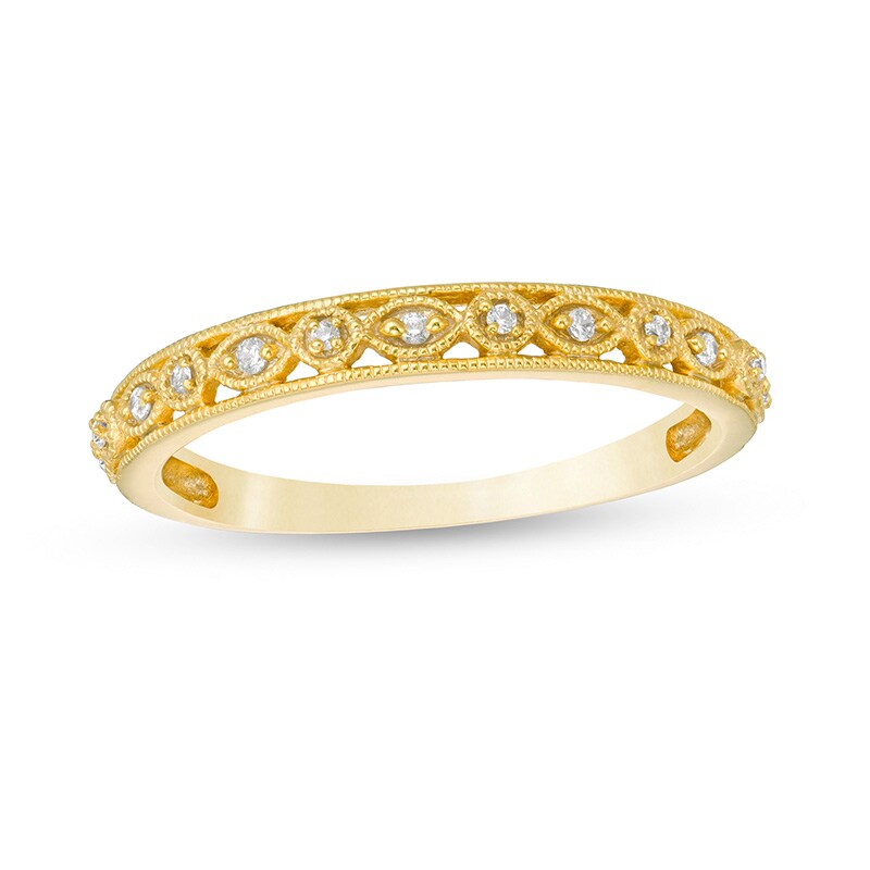Main Image 1 of Previously Owned - 1/20 CT. T.W. Diamond Art Deco Vintage-Style Band in 10K Gold