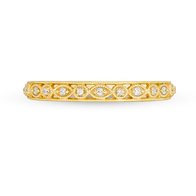 Main Image 4 of Previously Owned - 1/20 CT. T.W. Diamond Art Deco Vintage-Style Band in 10K Gold