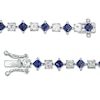 Thumbnail Image 2 of Previously Owned - Princess-Cut Lab-Created Blue and White Sapphire Line Bracelet in Sterling Silver - 7.25"
