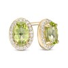 Thumbnail Image 1 of Previously Owned - Oval Peridot and 1/10 CT. T.W. Diamond Frame Stud Earrings in 10K Gold