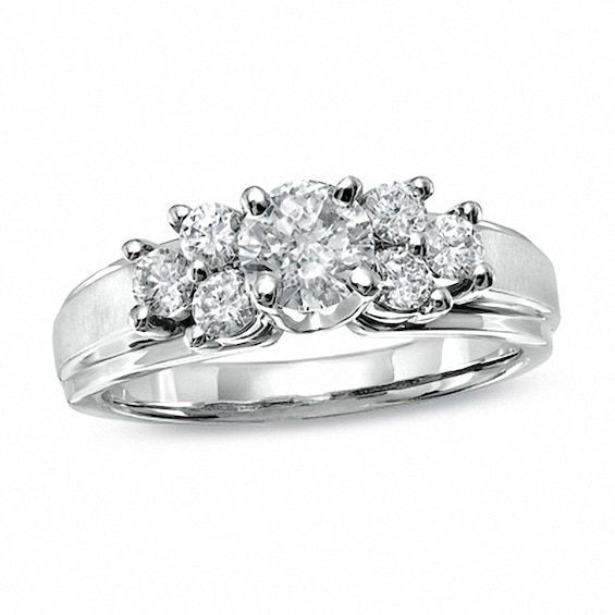 Previously Owned - 1 CT. T.w. Diamond Cluster Engagement Ring in 14K White Gold